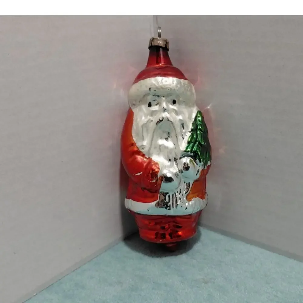 Antique Blown Glass Christmas Ornament Santa Claus E. Germany